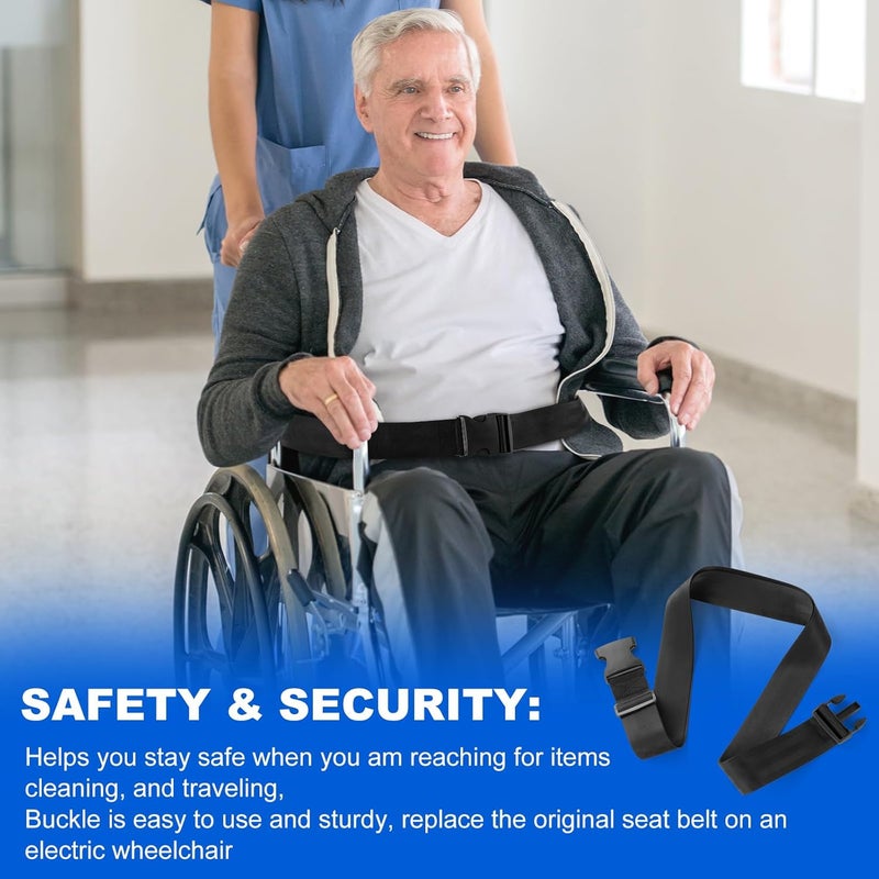 Tigbear Wheelchair Safety Strap Seat Belt, Adjustable Anti-Slip Anti-Fall Wheelchair Fixation Belt, 13-86" Adjustable Length 31-86 Inch/2 Inch Wide - Image 2